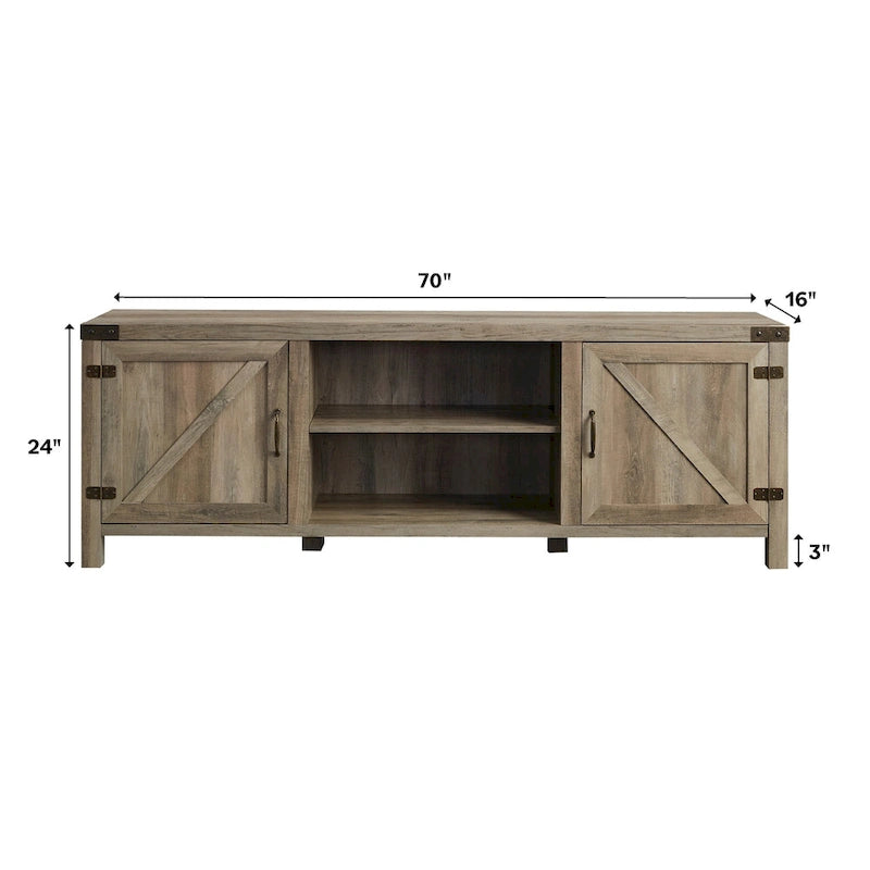 70-Inch Barn Door TV Stand with Adjustable Shelves