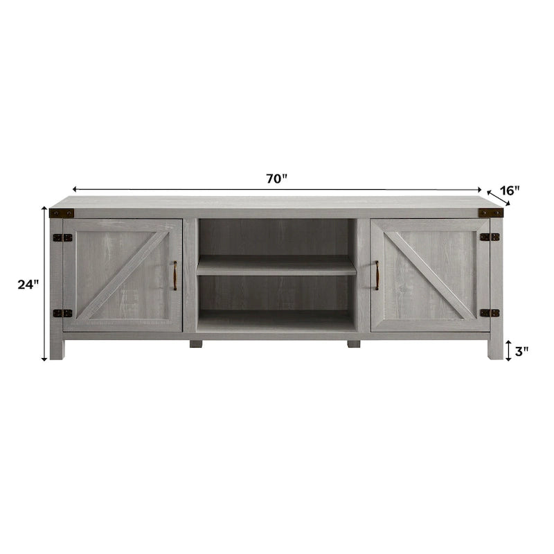 70-Inch Barn Door TV Stand with Adjustable Shelves