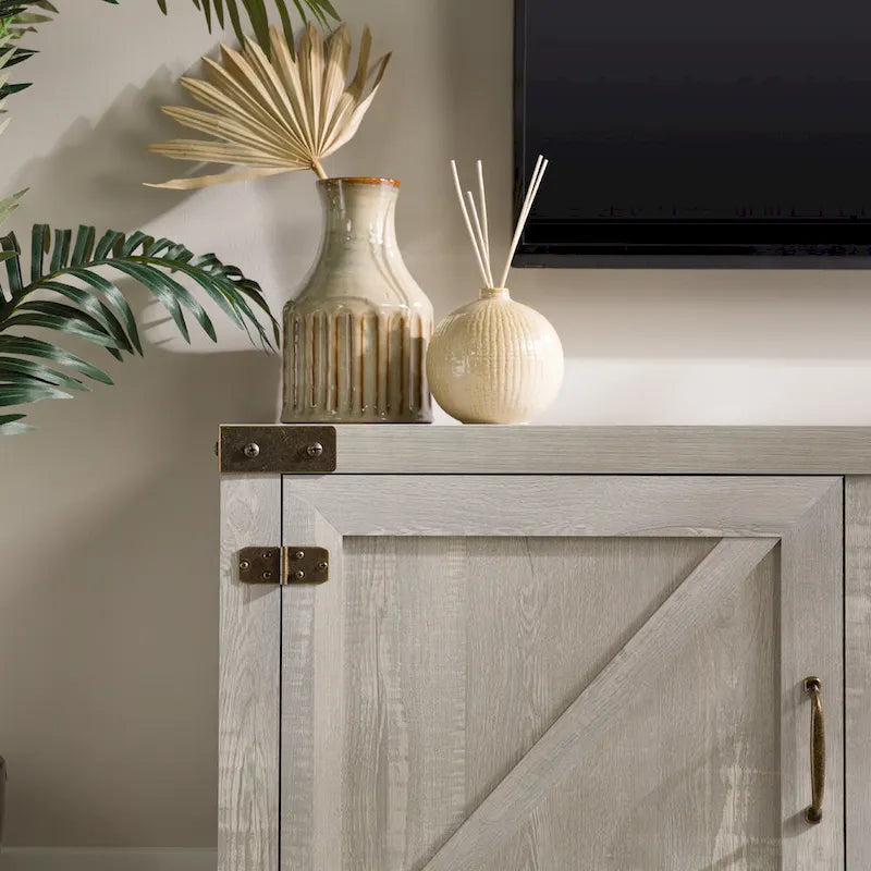 70-Inch Barn Door TV Stand with Adjustable Shelves