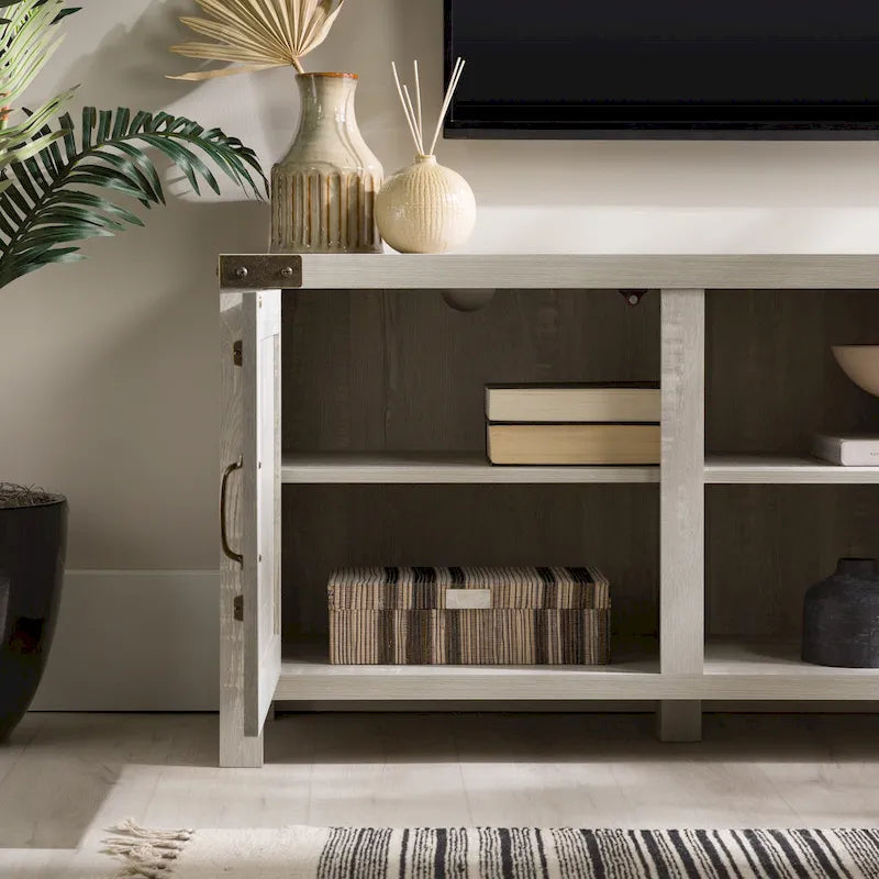 70-Inch Barn Door TV Stand with Adjustable Shelves