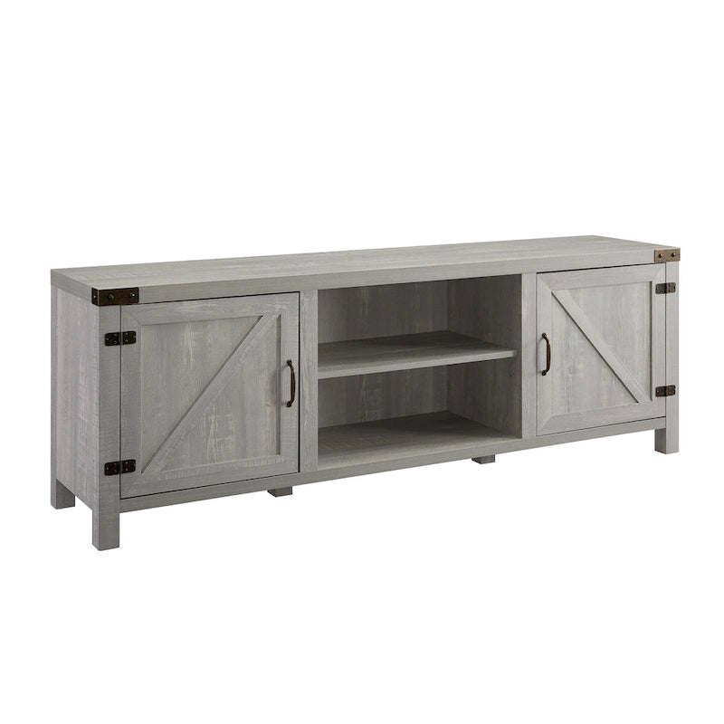 70-Inch Barn Door TV Stand with Adjustable Shelves