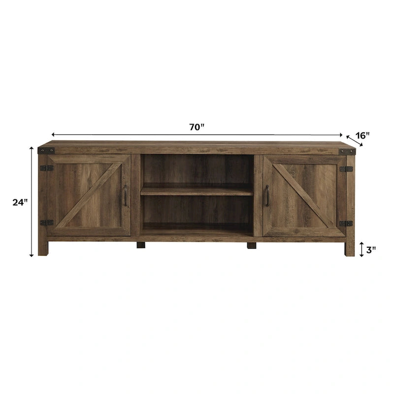70-Inch Barn Door TV Stand with Adjustable Shelves