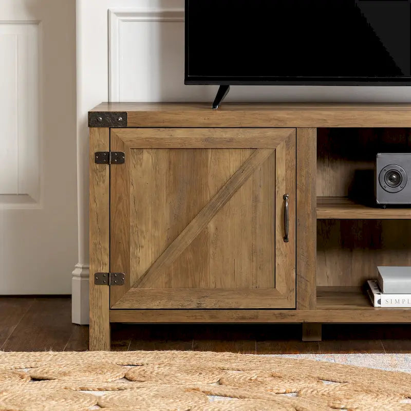 70-Inch Barn Door TV Stand with Adjustable Shelves