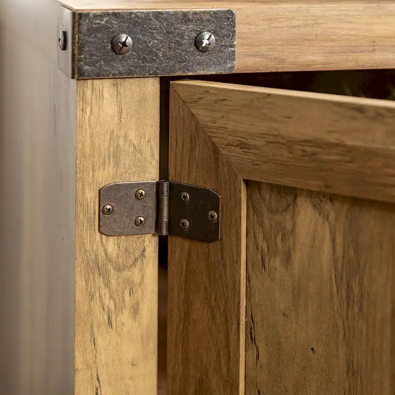 70-Inch Barn Door TV Stand with Adjustable Shelves