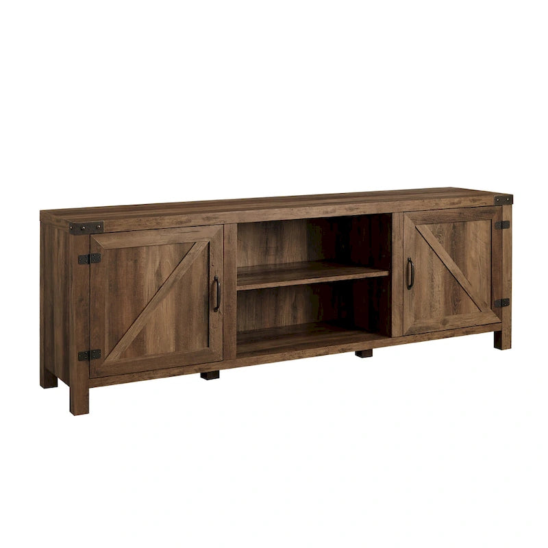 70-Inch Barn Door TV Stand with Adjustable Shelves