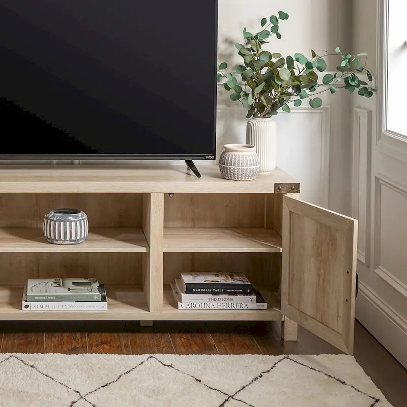 70-Inch Barn Door TV Stand with Adjustable Shelves