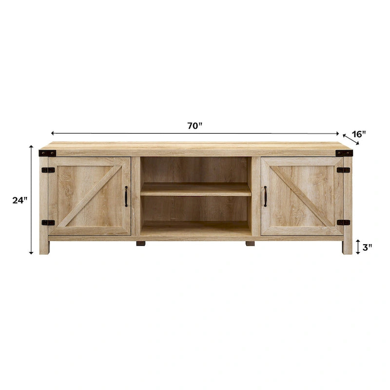70-Inch Barn Door TV Stand with Adjustable Shelves