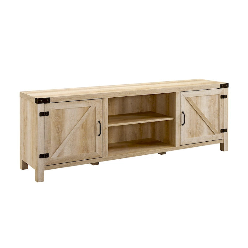 70-Inch Barn Door TV Stand with Adjustable Shelves