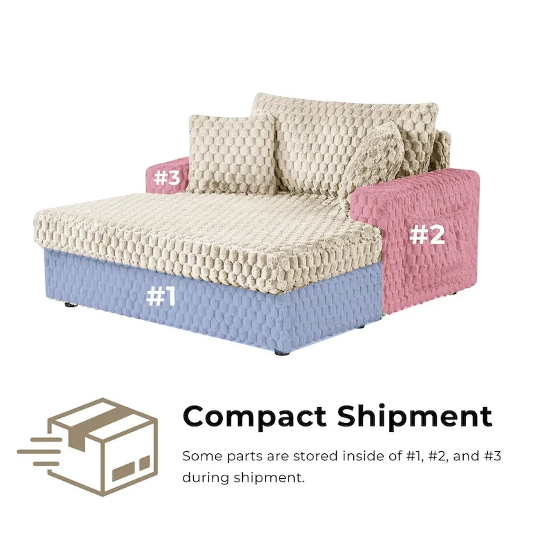 Oversized Upholstered Chaise Lounge with Cup Holders and Side Storage Pocket