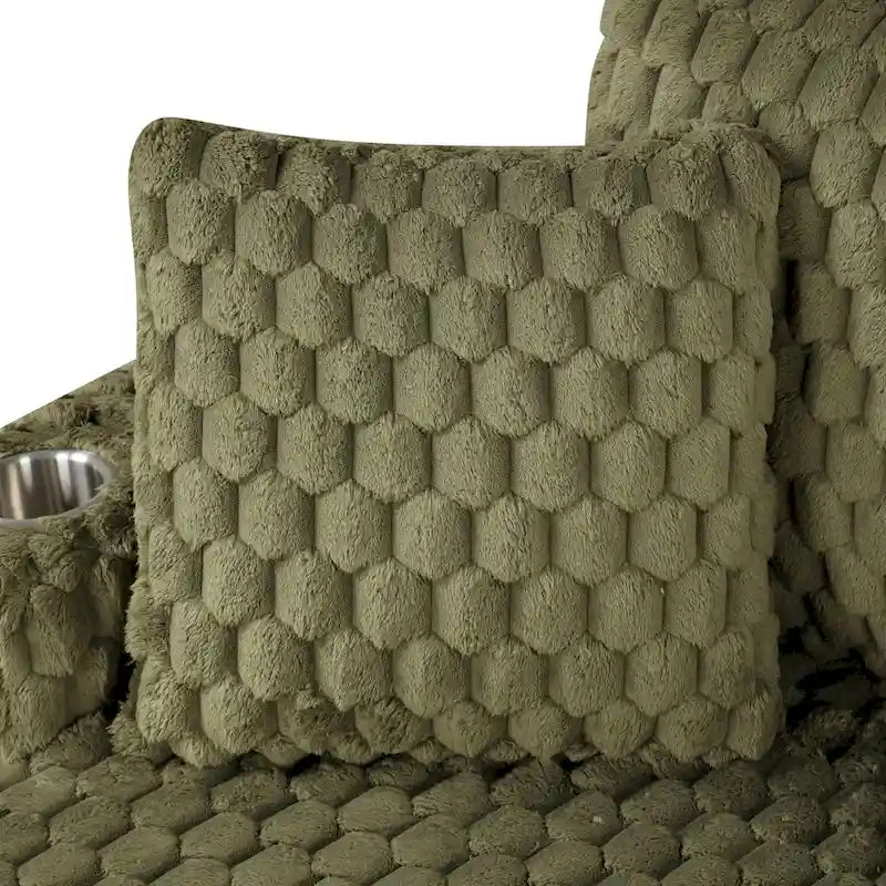 Oversized Upholstered Chaise Lounge with Cup Holders and Side Storage Pocket