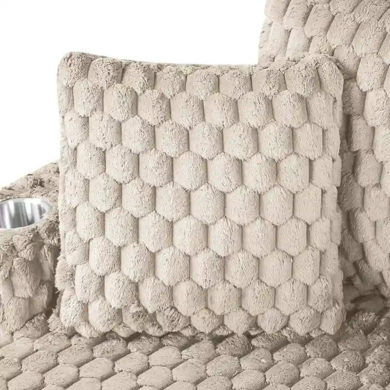 Oversized Upholstered Chaise Lounge with Cup Holders and Side Storage Pocket