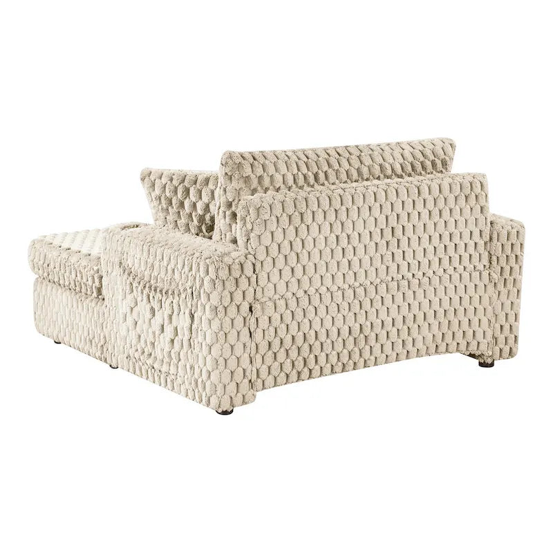 Oversized Upholstered Chaise Lounge with Cup Holders and Side Storage Pocket