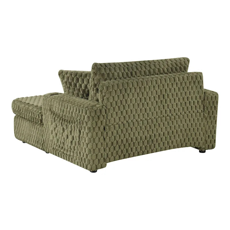 Oversized Upholstered Chaise Lounge with Cup Holders and Side Storage Pocket