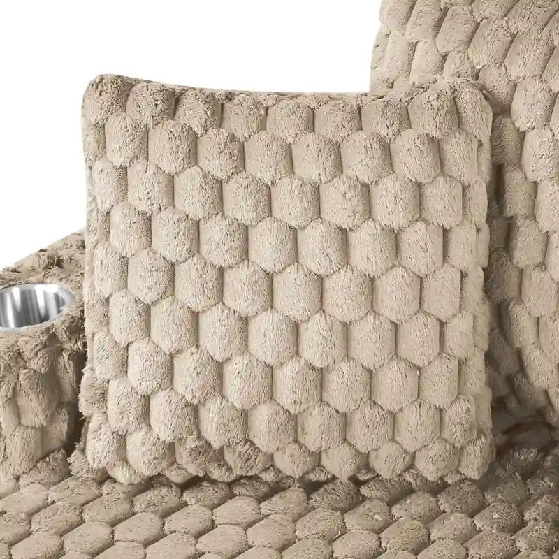Oversized Upholstered Chaise Lounge with Cup Holders and Side Storage Pocket