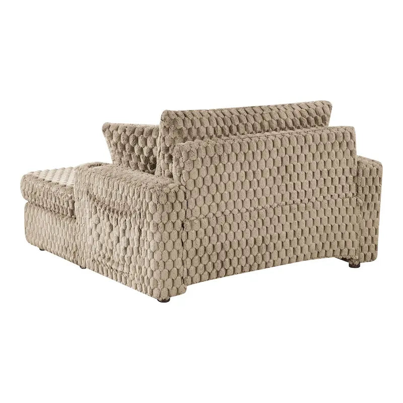 Oversized Upholstered Chaise Lounge with Cup Holders and Side Storage Pocket
