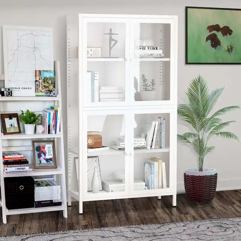 59" breite Vitrine mit Glastüren und verstellbaren Stahleinlegeböden