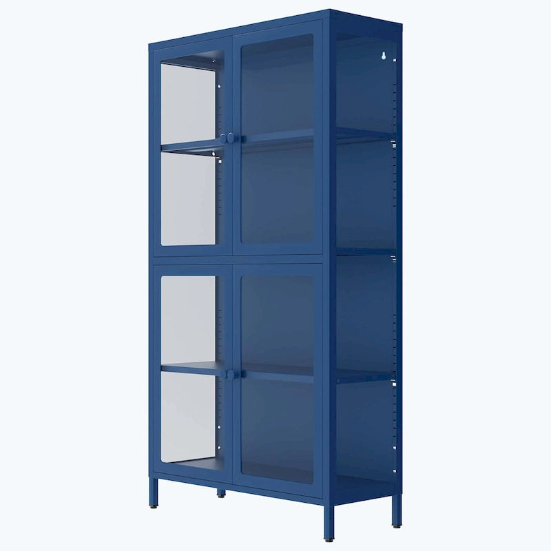 59" breite Vitrine mit Glastüren und verstellbaren Stahleinlegeböden