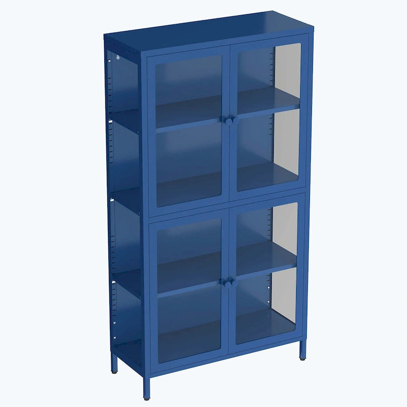 59" breite Vitrine mit Glastüren und verstellbaren Stahleinlegeböden