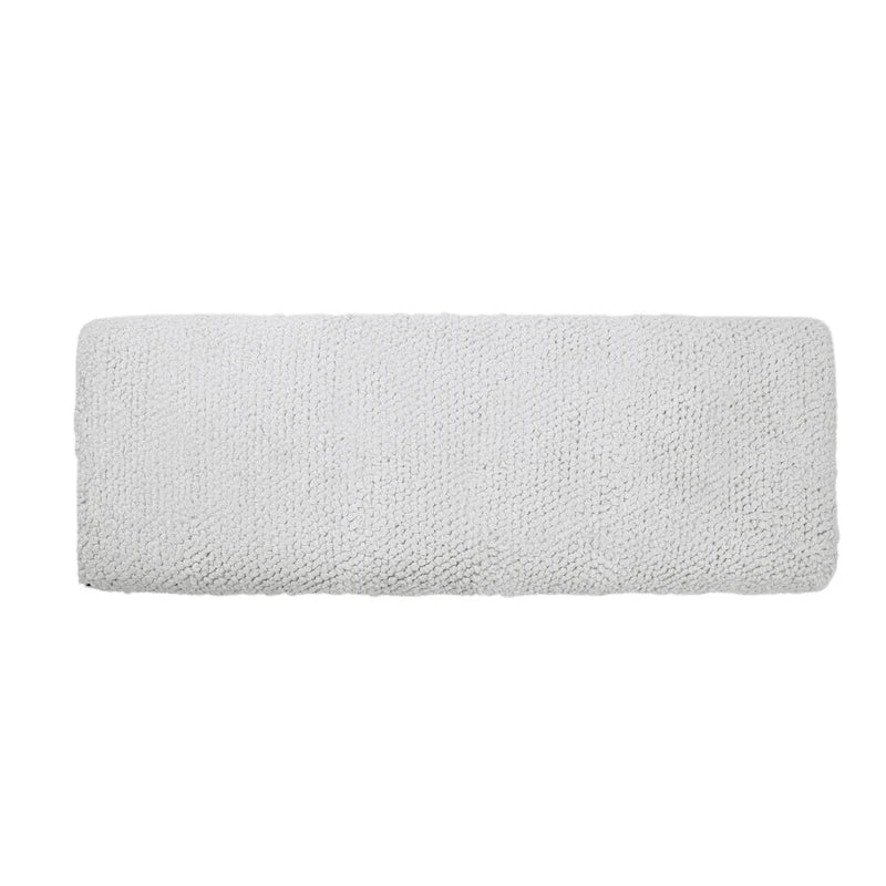 Panca doppia imbottita in bouclé color avorio con base in metallo a X