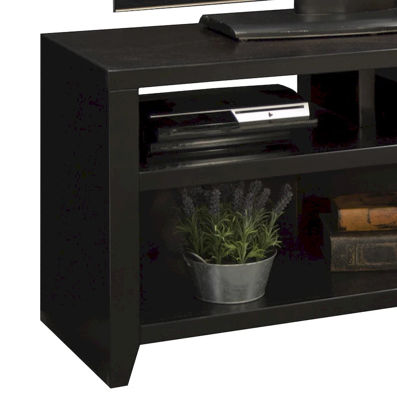 48" Solid Wood TV Stand with Open Shelving – Mocha