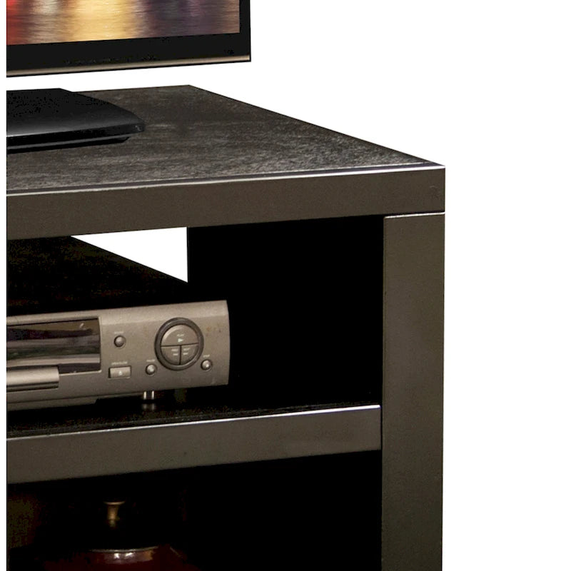 48" Solid Wood TV Stand with Open Shelving – Mocha