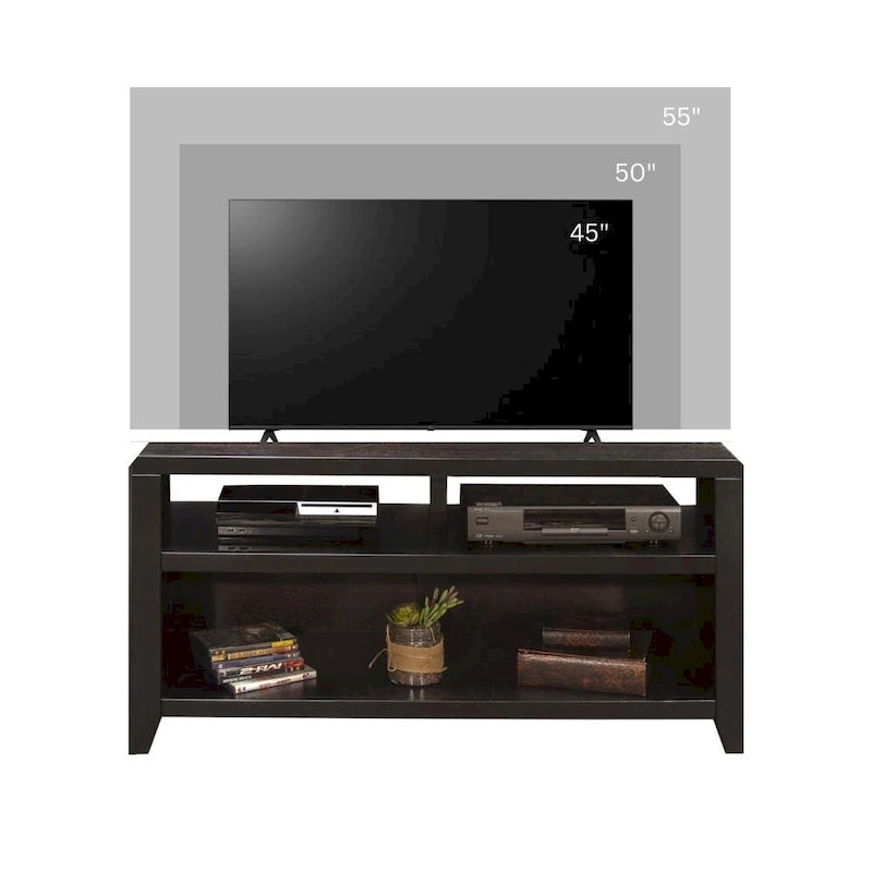 48" Solid Wood TV Stand with Open Shelving – Mocha