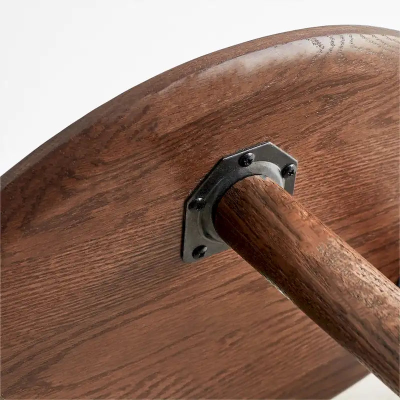 Solid Oak Wood Side Table with Pebble-Shaped Top in Walnut Finish