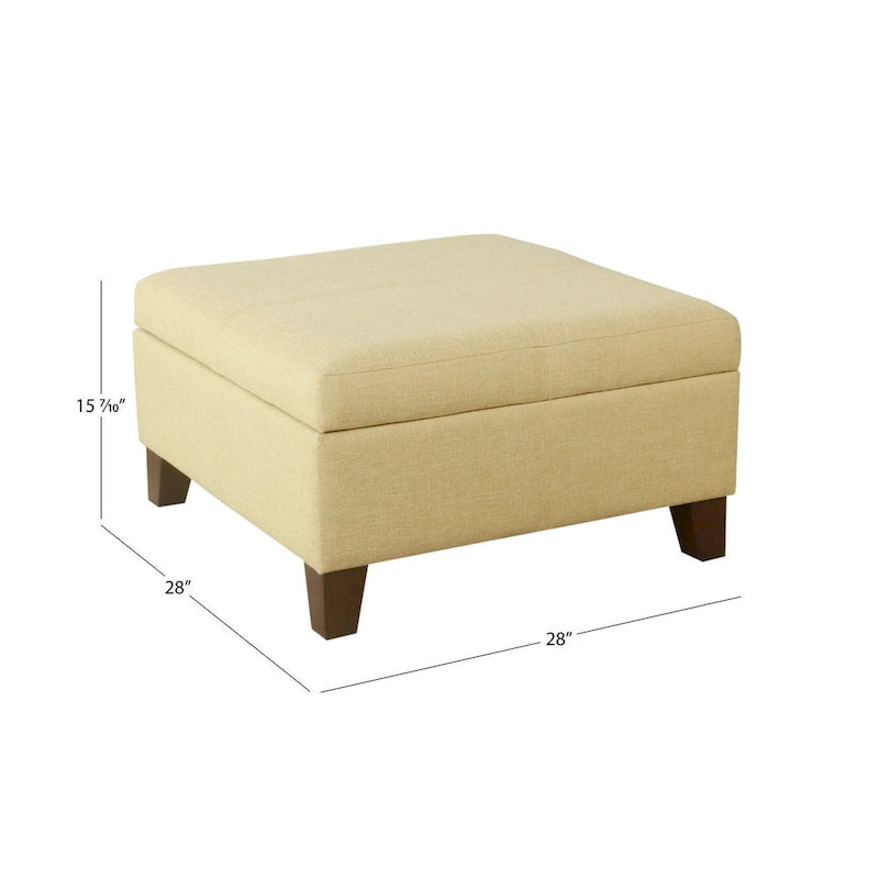 28" Square Upholstered Storage Ottoman with Wood Legs
