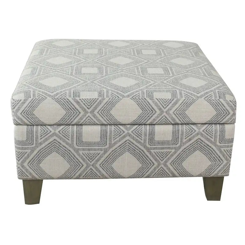 28" Square Upholstered Storage Ottoman with Wood Legs