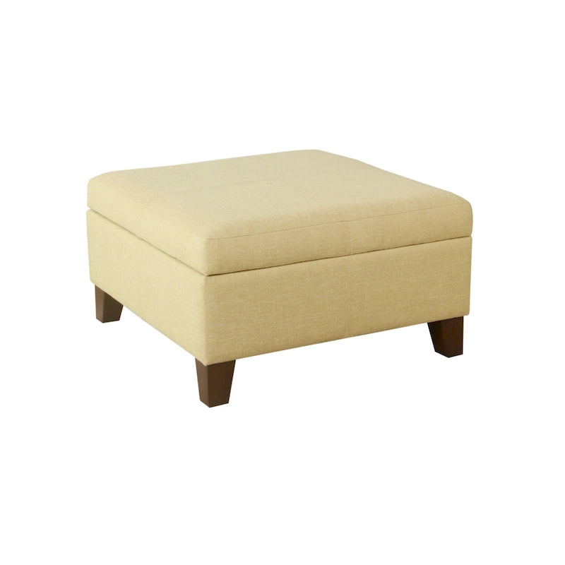 28" Square Upholstered Storage Ottoman with Wood Legs
