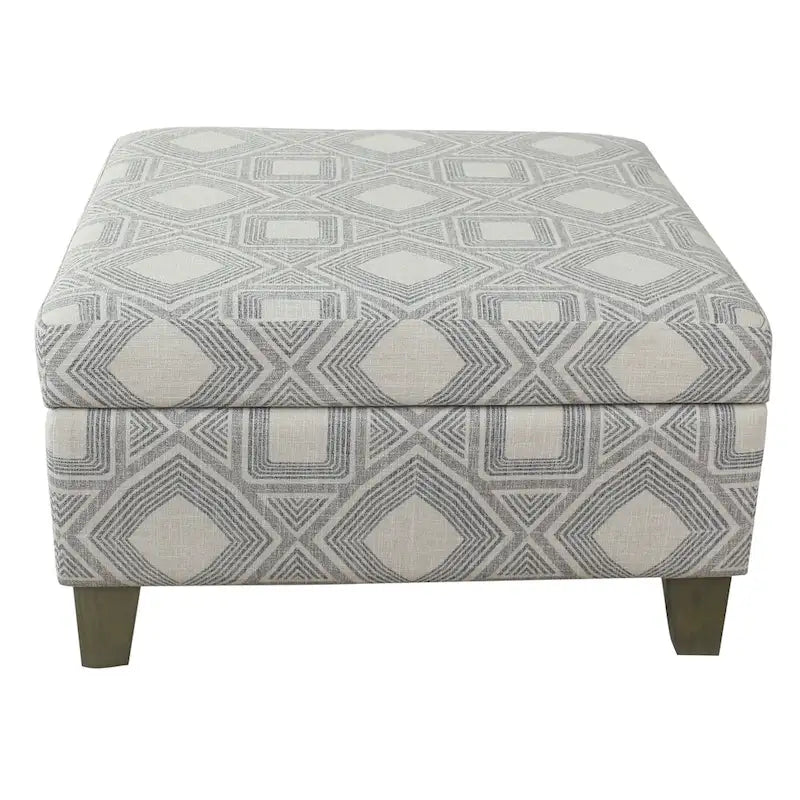 28" Square Upholstered Storage Ottoman with Wood Legs