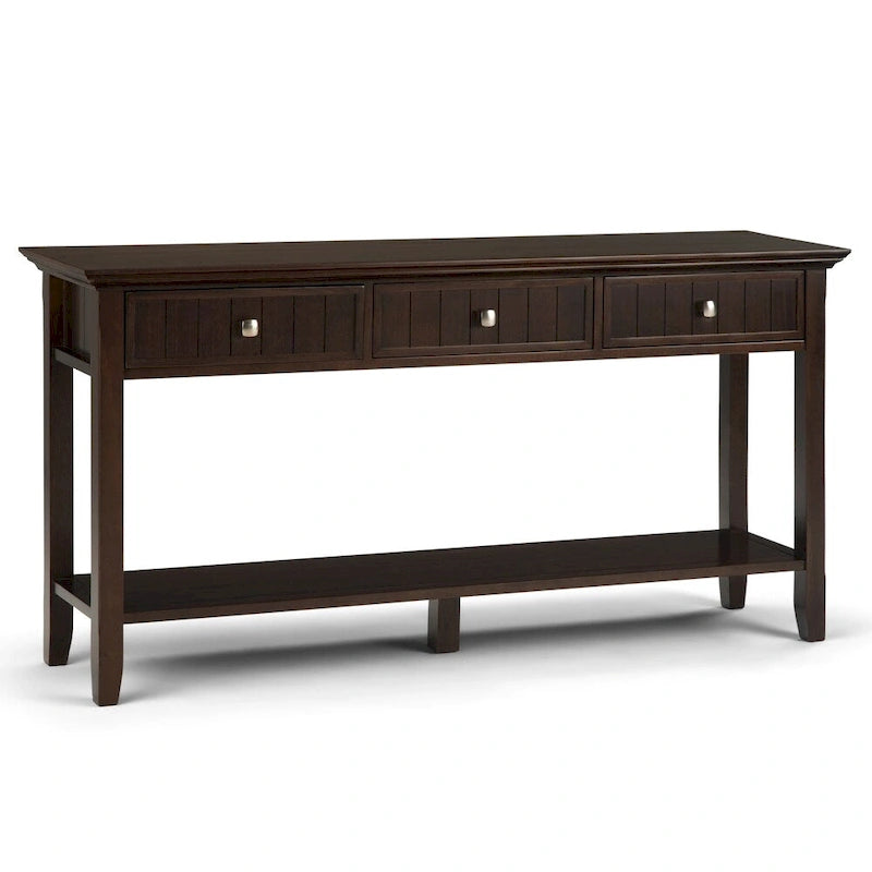 60" Solid Wood Console Table with 3 Drawers & Open Shelf