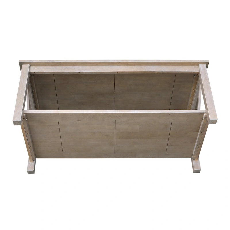 Solid Hardwood Coffee Table with X-Side Design and Lower Storage Shelf