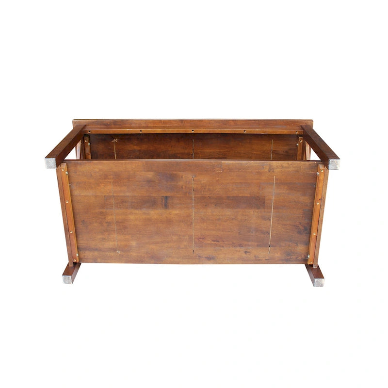 Solid Hardwood Coffee Table with X-Side Design and Lower Storage Shelf