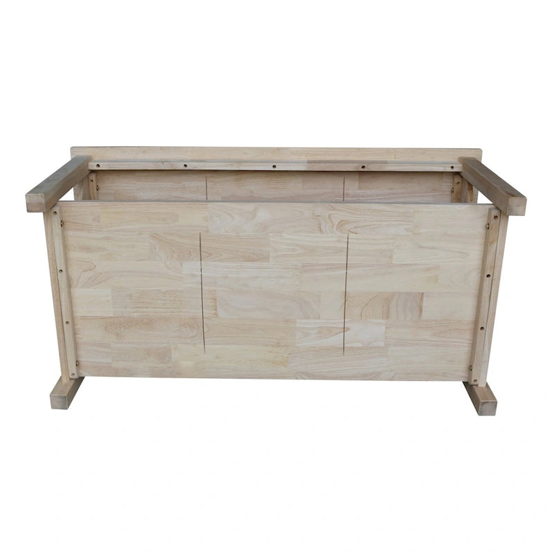 Solid Hardwood Coffee Table with X-Side Design and Lower Storage Shelf