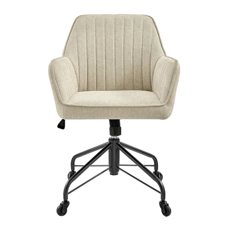 Modern Fabric Swivel Office Chair with Armrests & Casters
