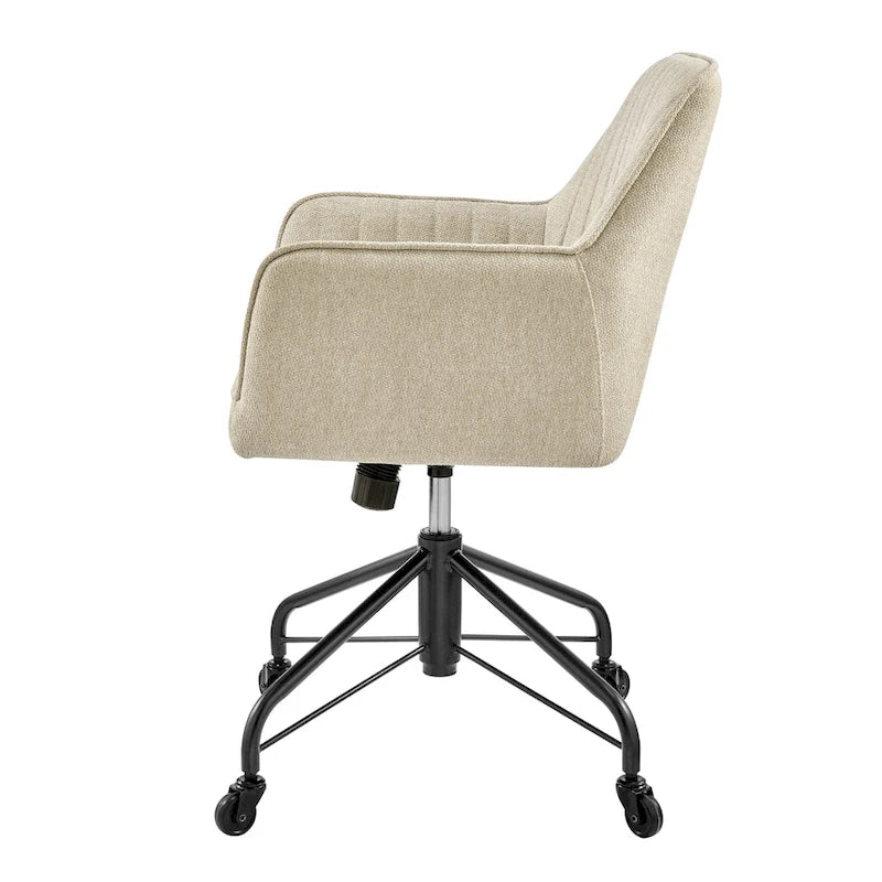 Modern Fabric Swivel Office Chair with Armrests & Casters