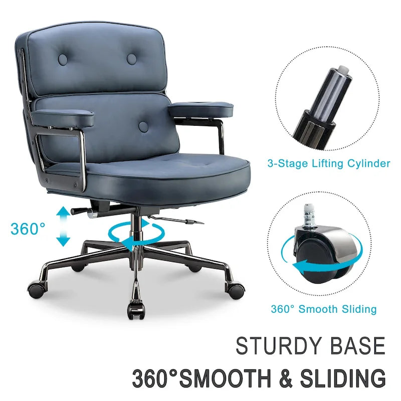 Ergonomischer Bürostuhl mit mittelhoher Rückenlehne, Lordosenstütze und Höhenverstellung