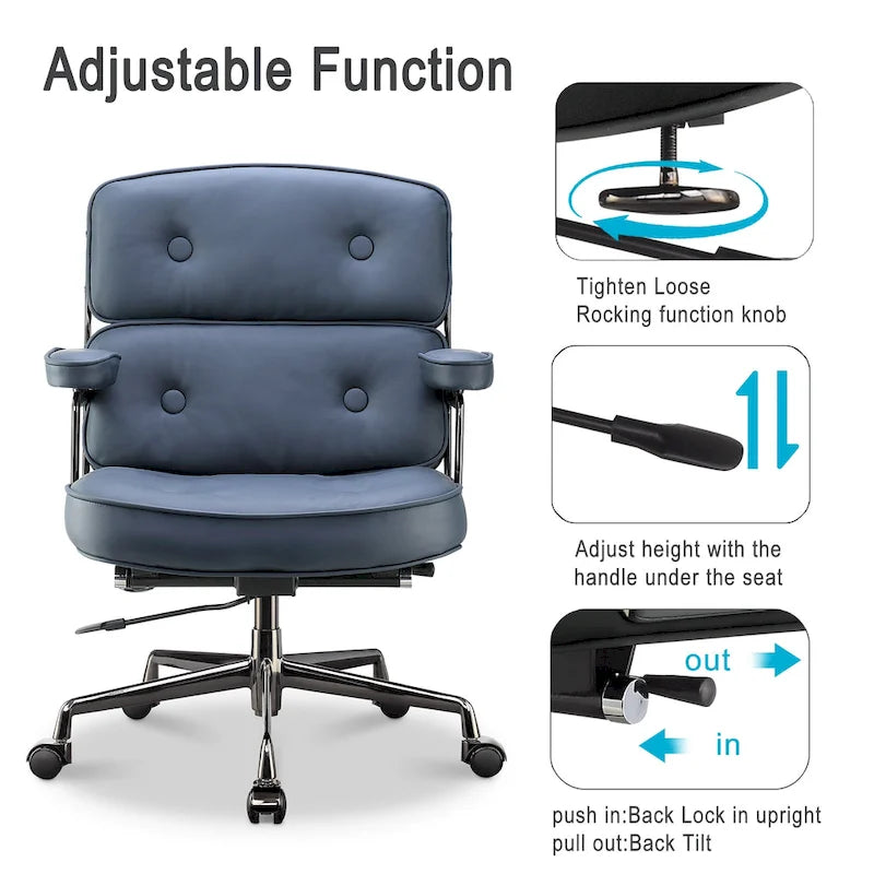 Ergonomischer Bürostuhl mit mittelhoher Rückenlehne, Lordosenstütze und Höhenverstellung