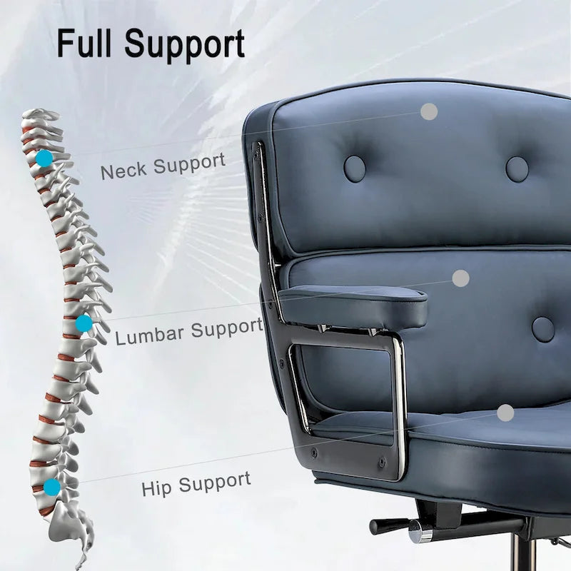 Ergonomischer Bürostuhl mit mittelhoher Rückenlehne, Lordosenstütze und Höhenverstellung