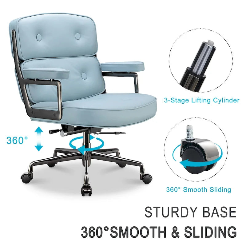 Ergonomischer Bürostuhl mit mittelhoher Rückenlehne, Lordosenstütze und Höhenverstellung