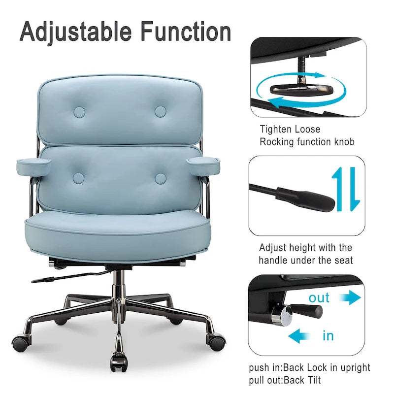Ergonomischer Bürostuhl mit mittelhoher Rückenlehne, Lordosenstütze und Höhenverstellung