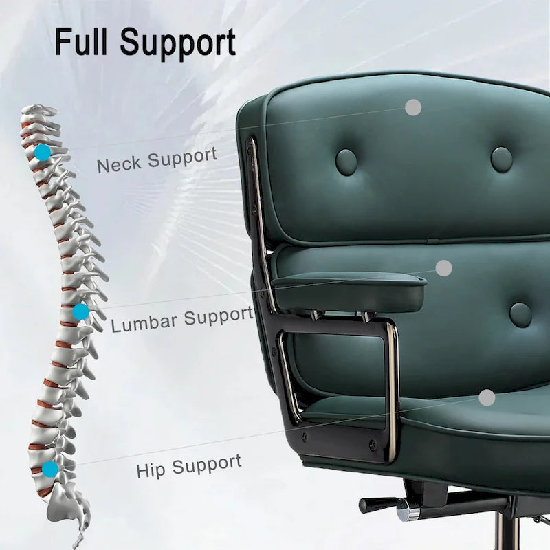 Ergonomischer Bürostuhl mit mittelhoher Rückenlehne, Lordosenstütze und Höhenverstellung