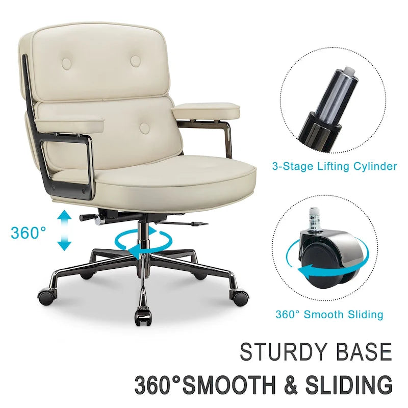 Ergonomischer Bürostuhl mit mittelhoher Rückenlehne, Lordosenstütze und Höhenverstellung