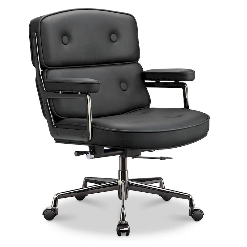 Ergonomischer Bürostuhl mit mittelhoher Rückenlehne, Lordosenstütze und Höhenverstellung