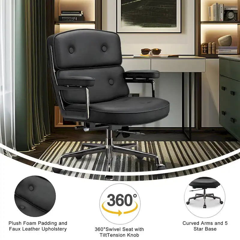 Ergonomischer Bürostuhl mit mittelhoher Rückenlehne, Lordosenstütze und Höhenverstellung