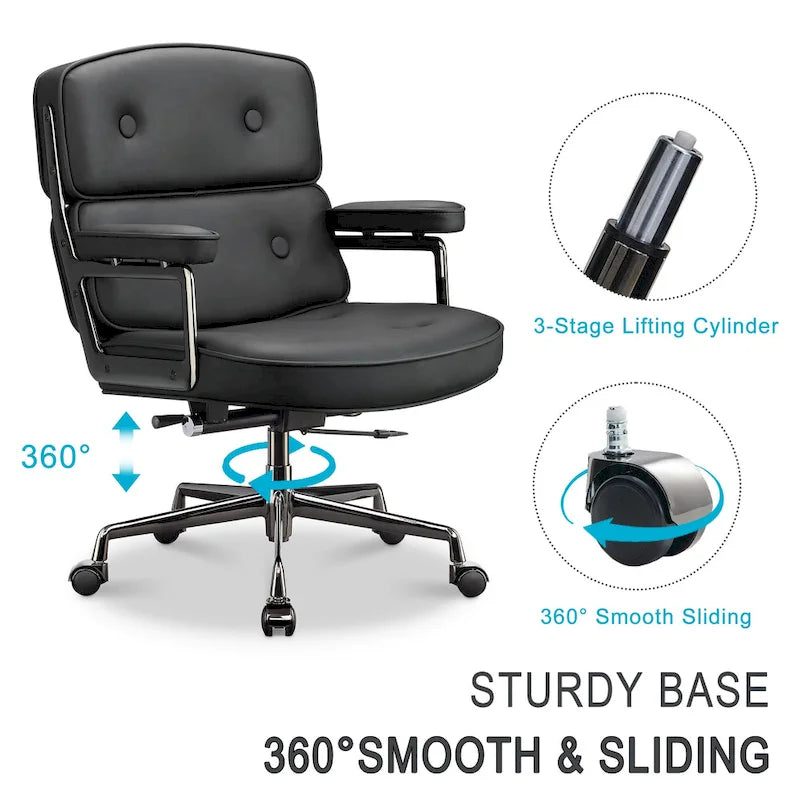 Ergonomischer Bürostuhl mit mittelhoher Rückenlehne, Lordosenstütze und Höhenverstellung
