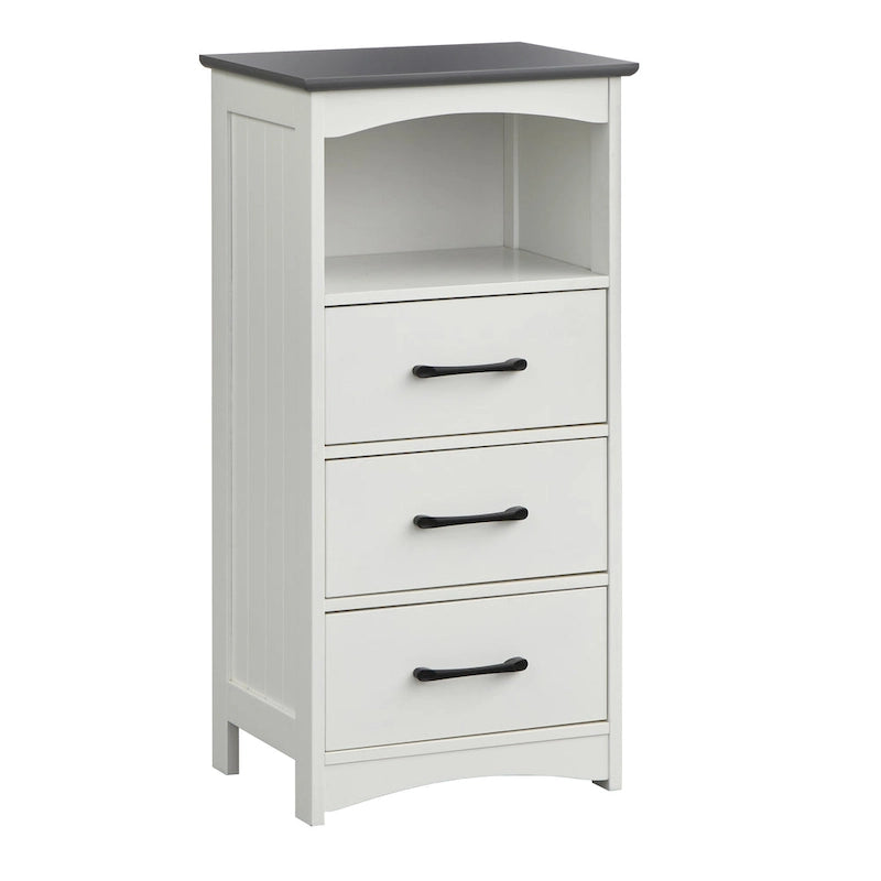 3-Drawer Farmhouse Bathroom Storage Cabinet with Open Shelf