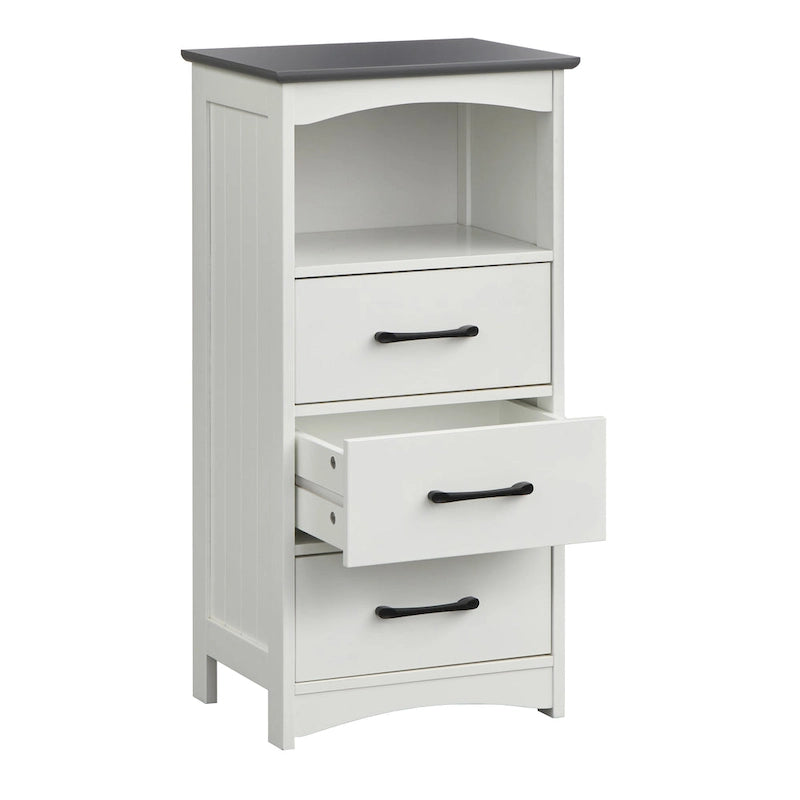 3-Drawer Farmhouse Bathroom Storage Cabinet with Open Shelf