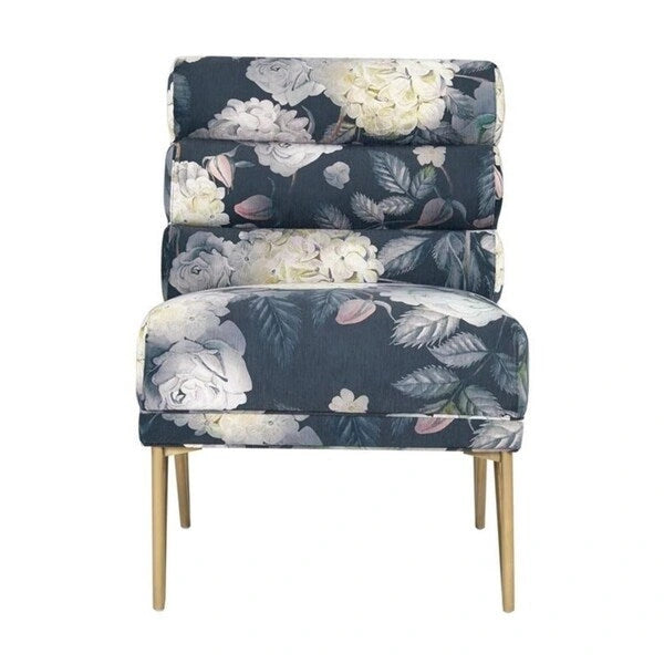 Floral Velvet Accent Chair – Gold Legs